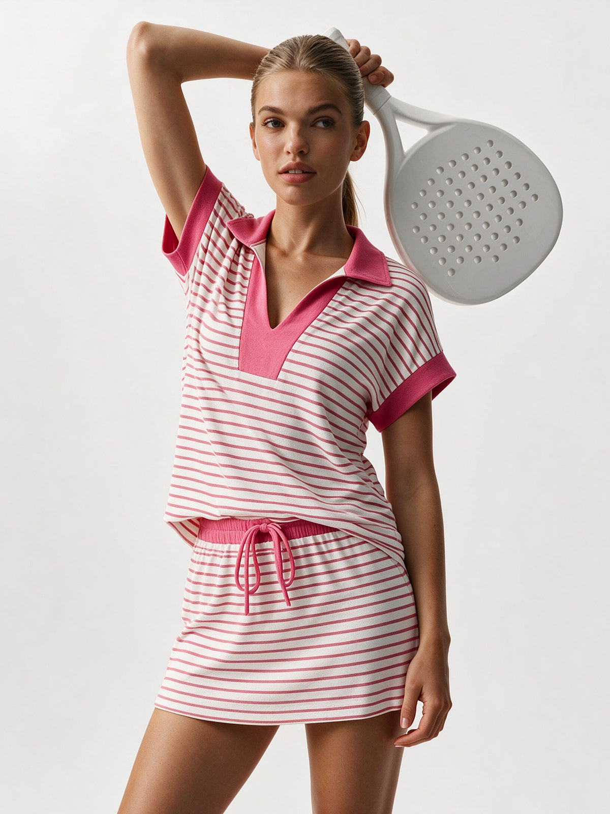 Striped Sweatshirt Skirt 2 Piece Outfits - Fisoew