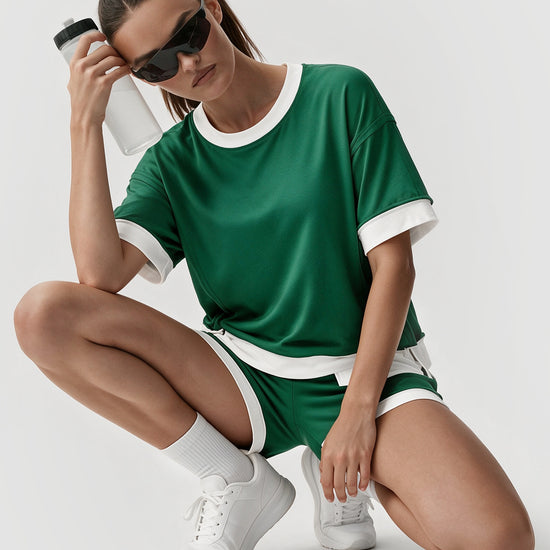 Color Block Lounge Short Set - Fisoew