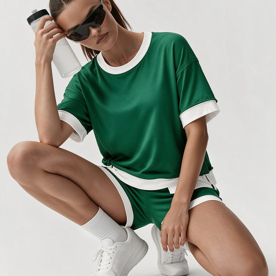 Color Block Lounge Short Set - Fisoew