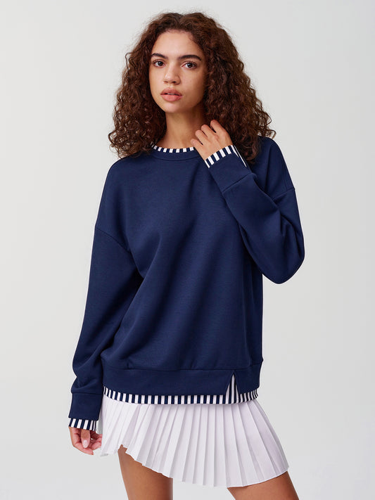 Crewneck Long Sleeve Striped Sweatshirts