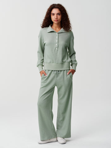 Waffle Knit Sweatshirt With Pants Sets