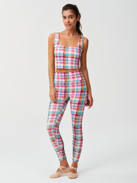 Plaid Square-Neck Tank & Leggings Set