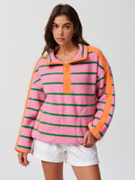 Striped Half Zip Fleece Sweatshirts