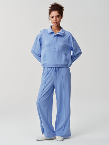 Vaffelstrikket sweatshirt med buksesæt