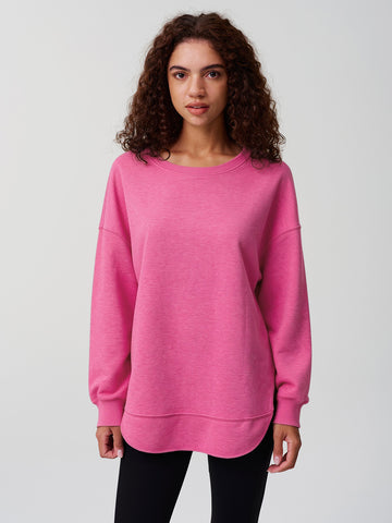 Crewneck Side Slit Curved Hem Sweatshirt