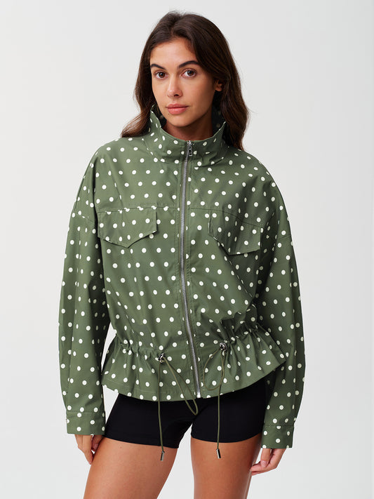 Zip Up Polka Dot Drwatring Jackets