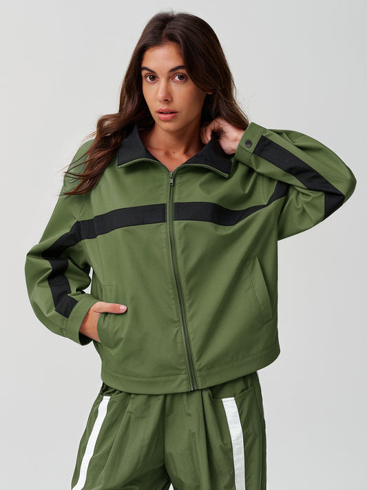 Lightweight Crop Color Block Jacket