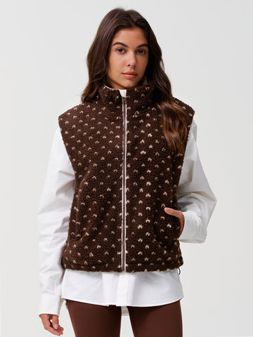 Fuzzy Fleece Sleeveless Polka Dots Vests