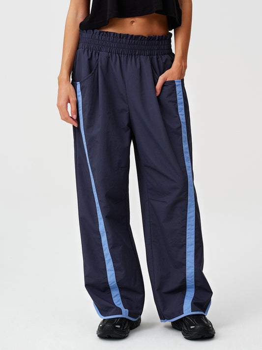 Contrast Stripe Wide Leg Track Pants
