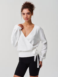 V Neck Tie Belted Crop Knit Sweaters