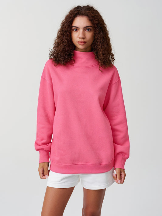 Mock Neck Drop Shoulder Long Sleeve Sweatshirt