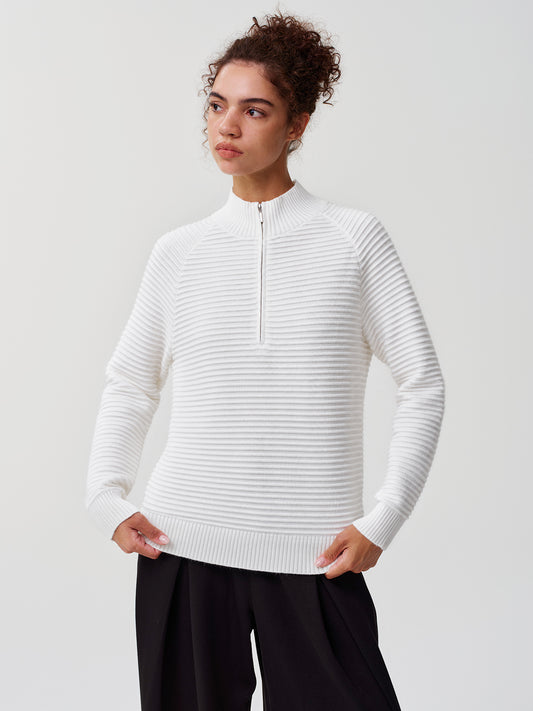 Oversized Pullover med rullekrave med lynlås