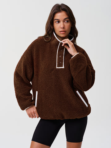 Pocket Side Fuzzy Fleece Varm Pullover