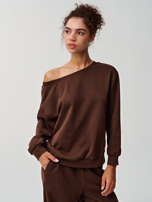 Vaffelstrikket sweatshirt med buksesæt