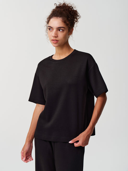 Relaxed Crewneck Short-Sleeve Top & Wide-Leg Pants Set