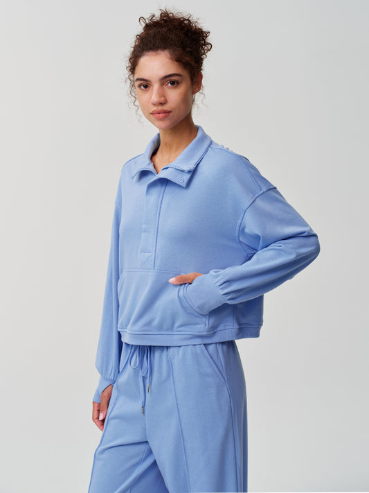 Vaffelstrikket sweatshirt med buksesæt