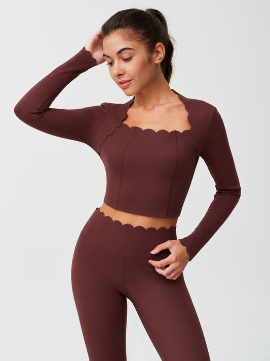 Scalloped Crop Top and Leggings Set