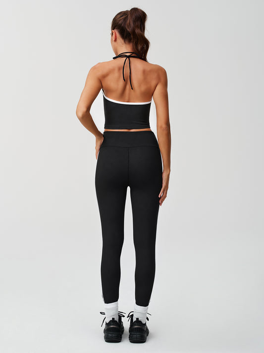 Contrast Trim Halter and Leggings Set