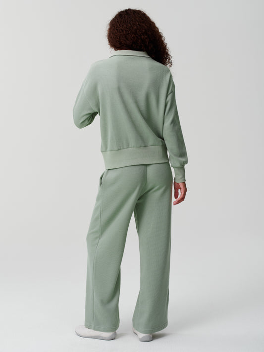 Vaffelstrikket sweatshirt med buksesæt