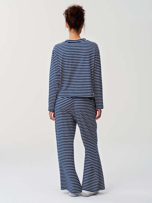 Striped Cardigan With Drawstring Pant Sets