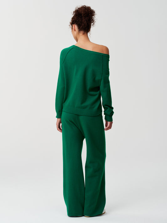Off-Shoulder Sweaters With Drawstring Pants Set