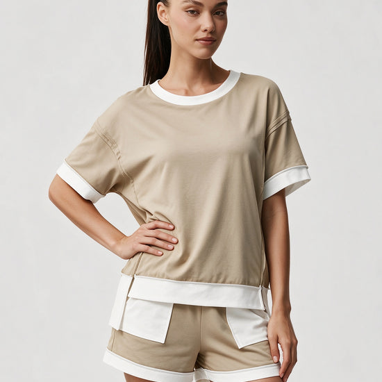 Color Block Lounge Short Set - Fisoew