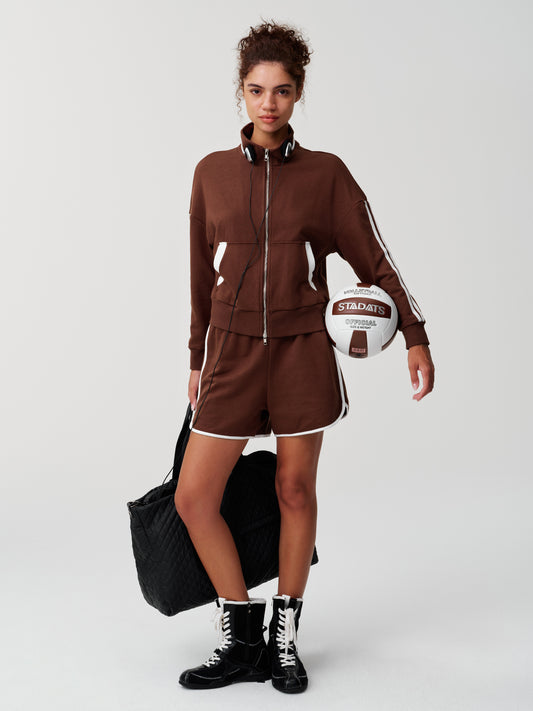 Outfits Zip Up Jacket With Shorts Sets