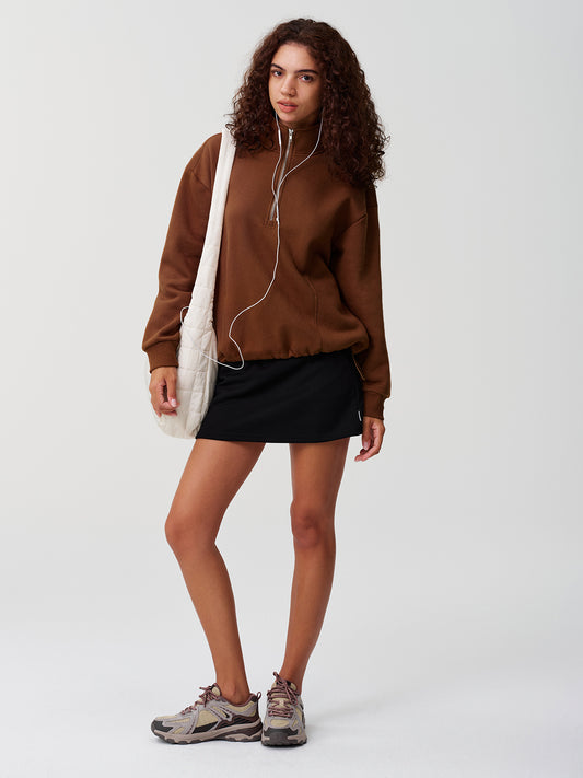Half Zip Drawstring Waist Sweatshirts