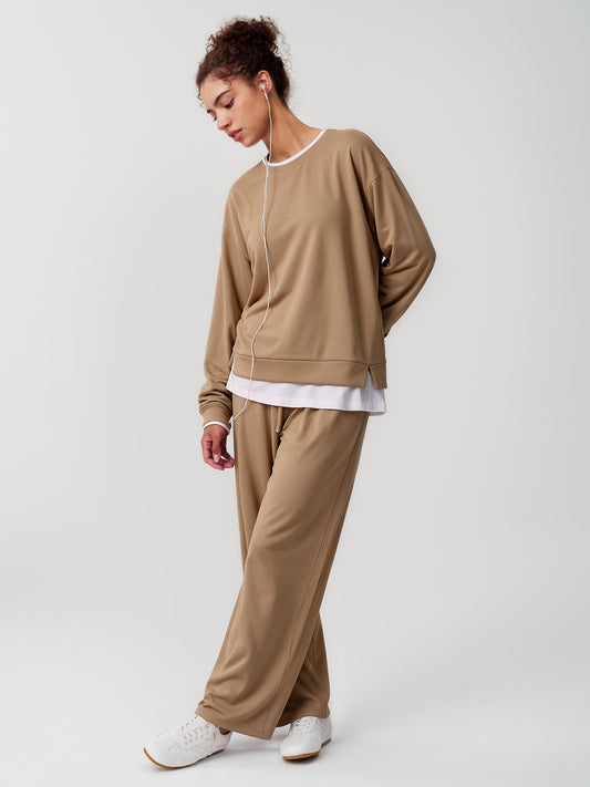Layered Sweatshirt With Solid Pants Sets