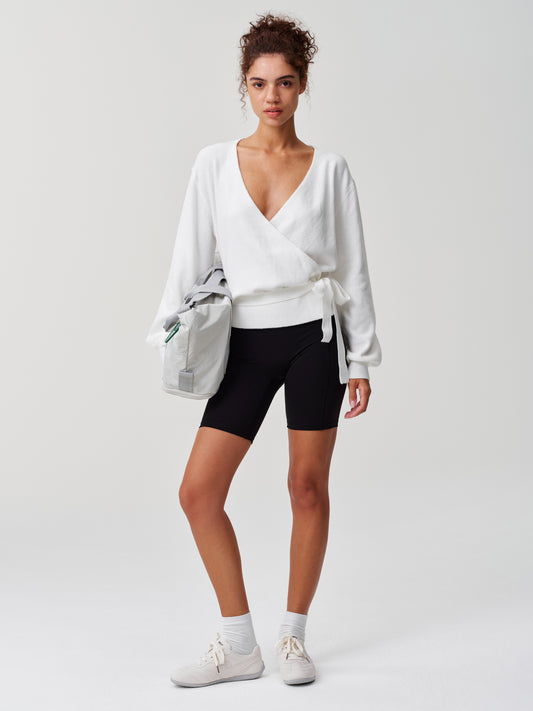V Neck Tie Belted Crop Knit Sweaters