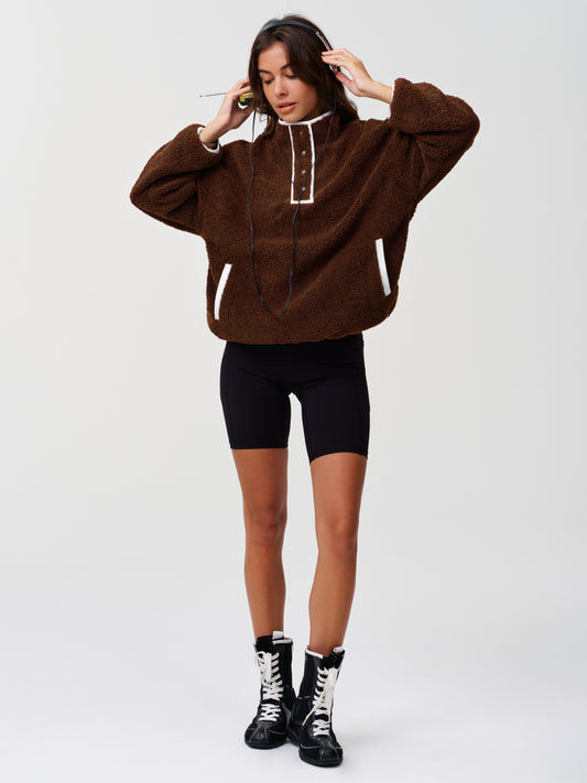 Pocket Side Fuzzy Fleece Varm Pullover