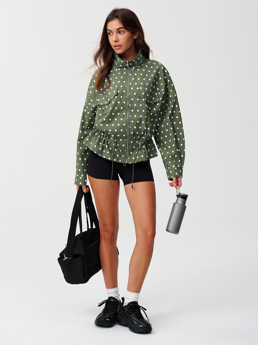 Zip Up Polka Dot Drwatring Jackets