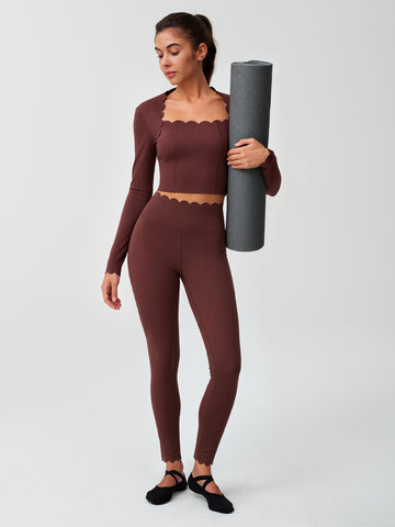 Scalloped Crop Top and Leggings Set