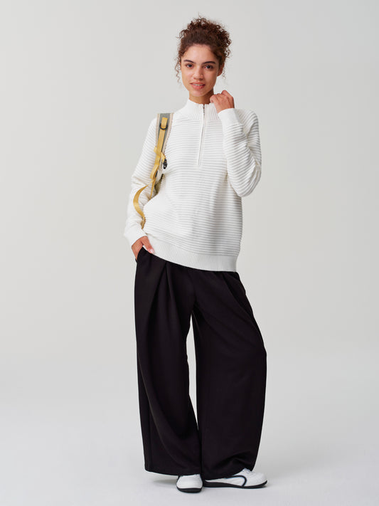 Solid Wide Leg High Waist Pants