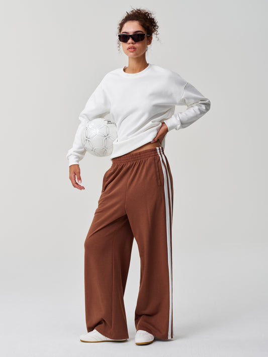 Striped High Waisted Wide Leg Track Pants