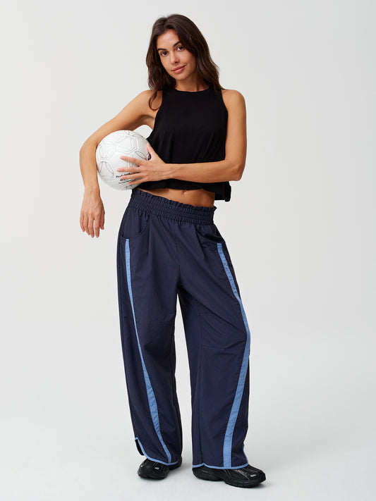Contrast Stripe Wide Leg Track Pants