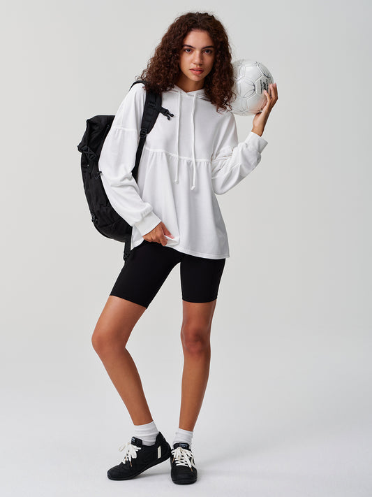 Oversized Peplum Hoodie With Long Balloon Sleeves