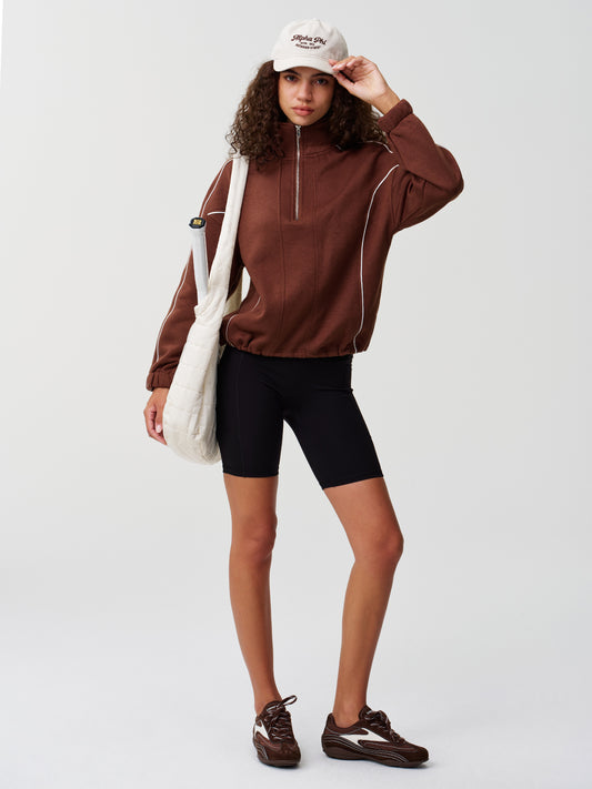 Half-Zip Drawstring Hemline Sweatshirts