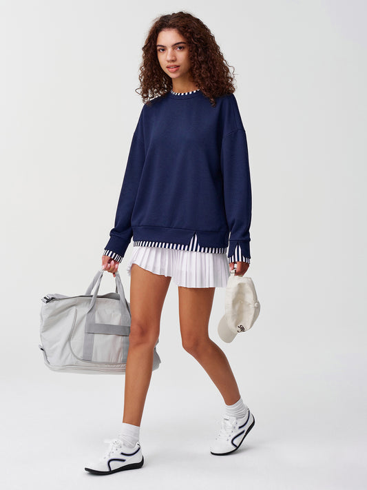 Crewneck Long Sleeve Striped Sweatshirts