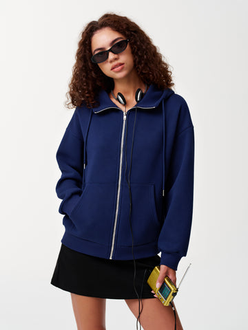 Oversized Zip Up Fall Solid Hoodies