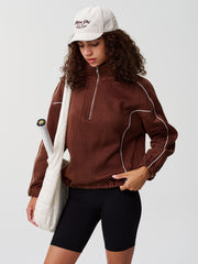 Half-Zip Drawstring Hemline Sweatshirts