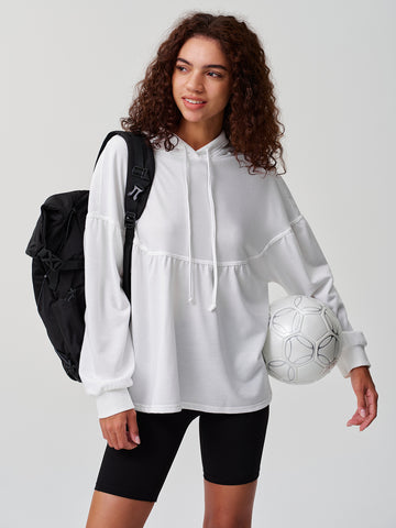 Oversized Peplum Hoodie With Long Balloon Sleeves