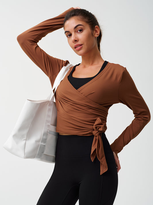 Long-Sleeve Wrap Tie Top