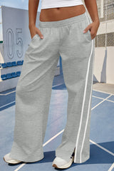 Fisoew Women's Grey Baggy Elastic Wide Leg Pants