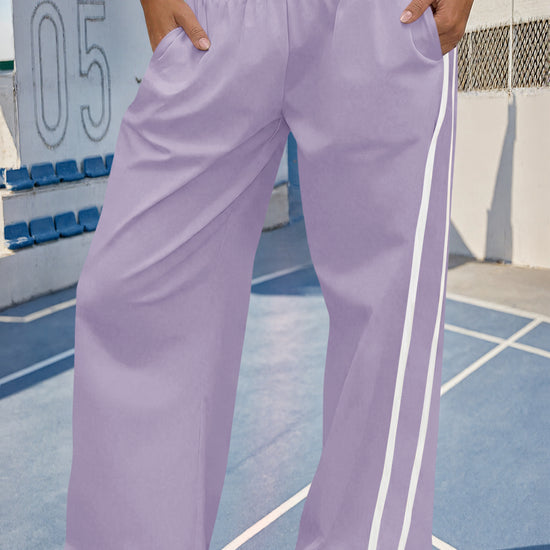 Fisoew Women's Violet Baggy Elastic Wide Leg Pants - Fisoew