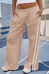 Fisoew Women's Khaki Baggy Elastic Wide Leg Pants - Fisoew