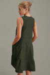 Fisoew Women's Army Green Sleeveless Mesh Back Utility Mini Dress - Fisoew