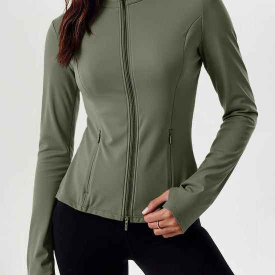 Lightweight Zip Up Stand Collar Jacket - Fisoew
