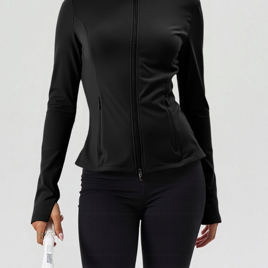 Lightweight Zip Up Stand Collar Jacket - Fisoew