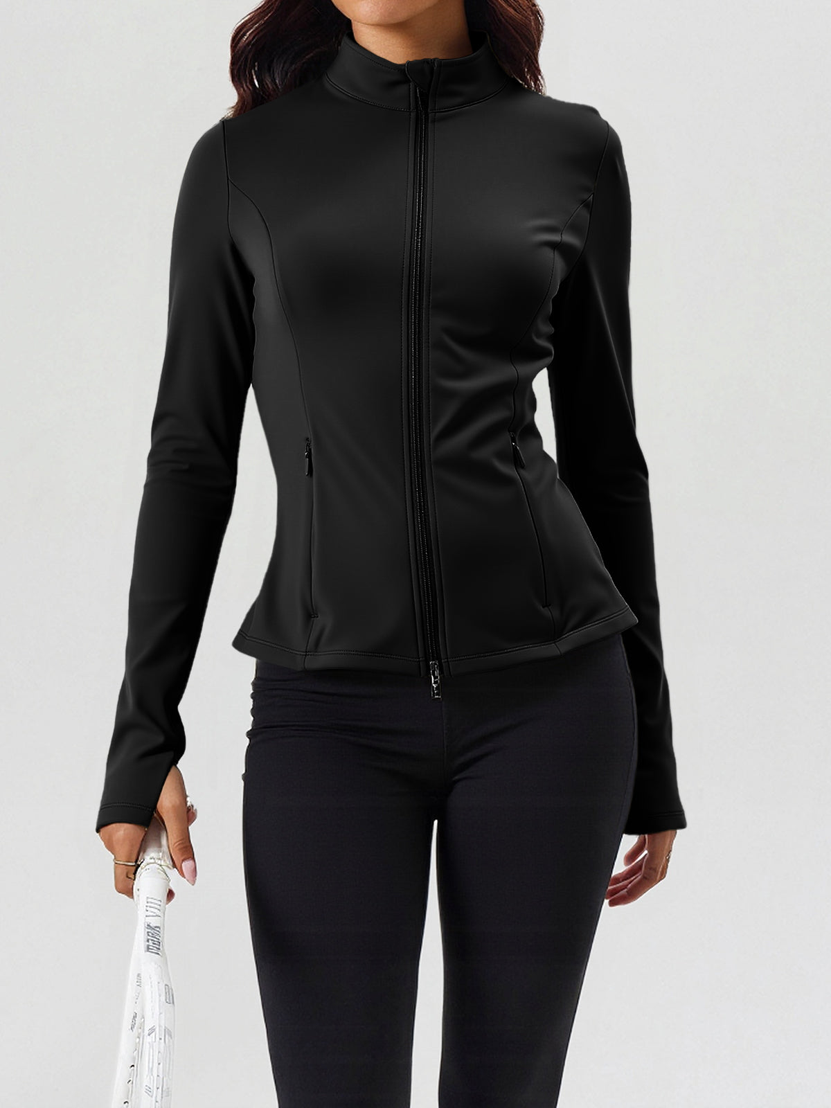 Lightweight Zip Up Stand Collar Jacket - Fisoew